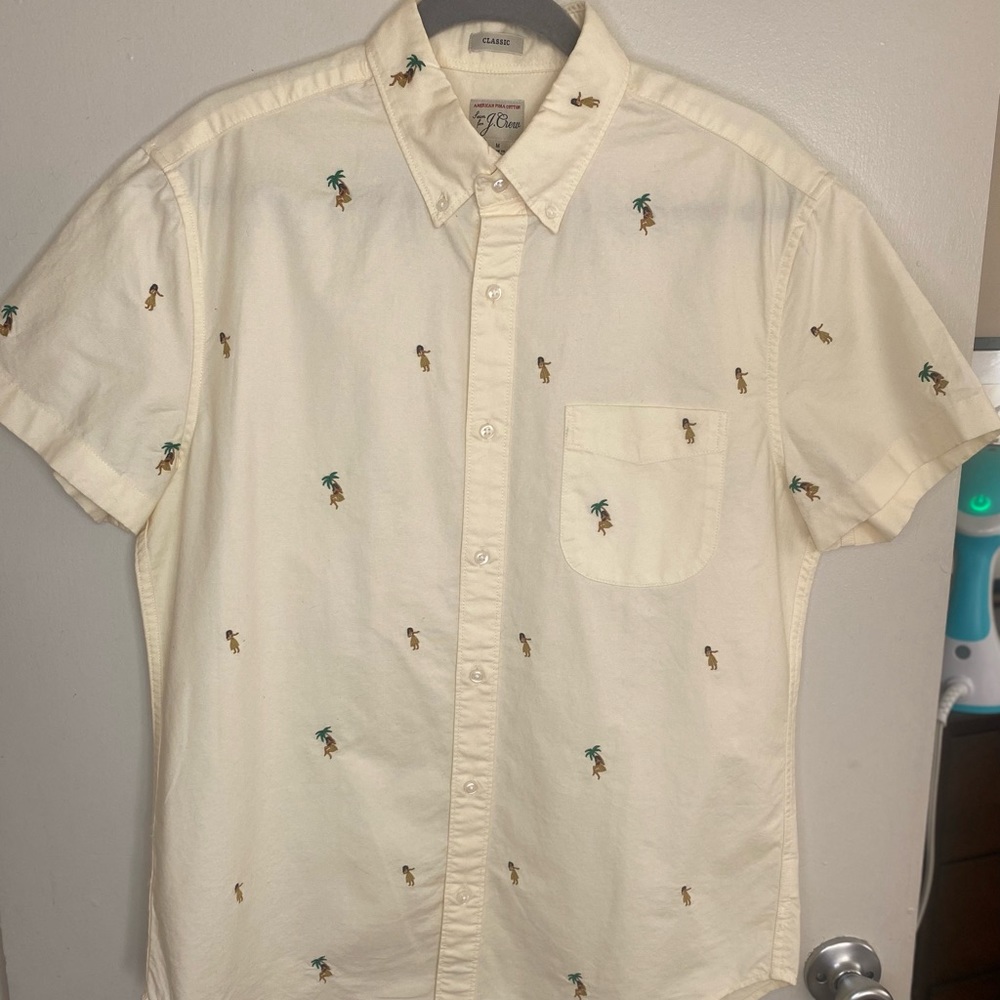 J.Crew American Pima cotton oxford shirt Cream Hawaiian Girl M